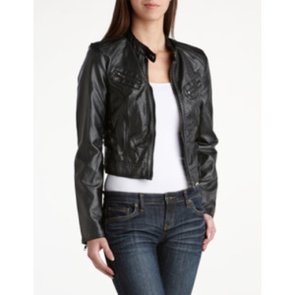 Black faux-leather jacket